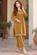 Golden Velvet 2 Piece Stitched Suit