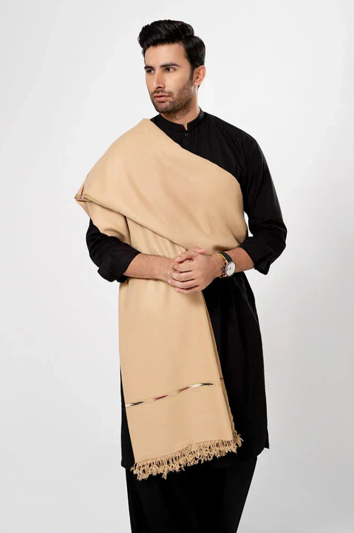 Classic Men's Wool Winter Shawl - Skin